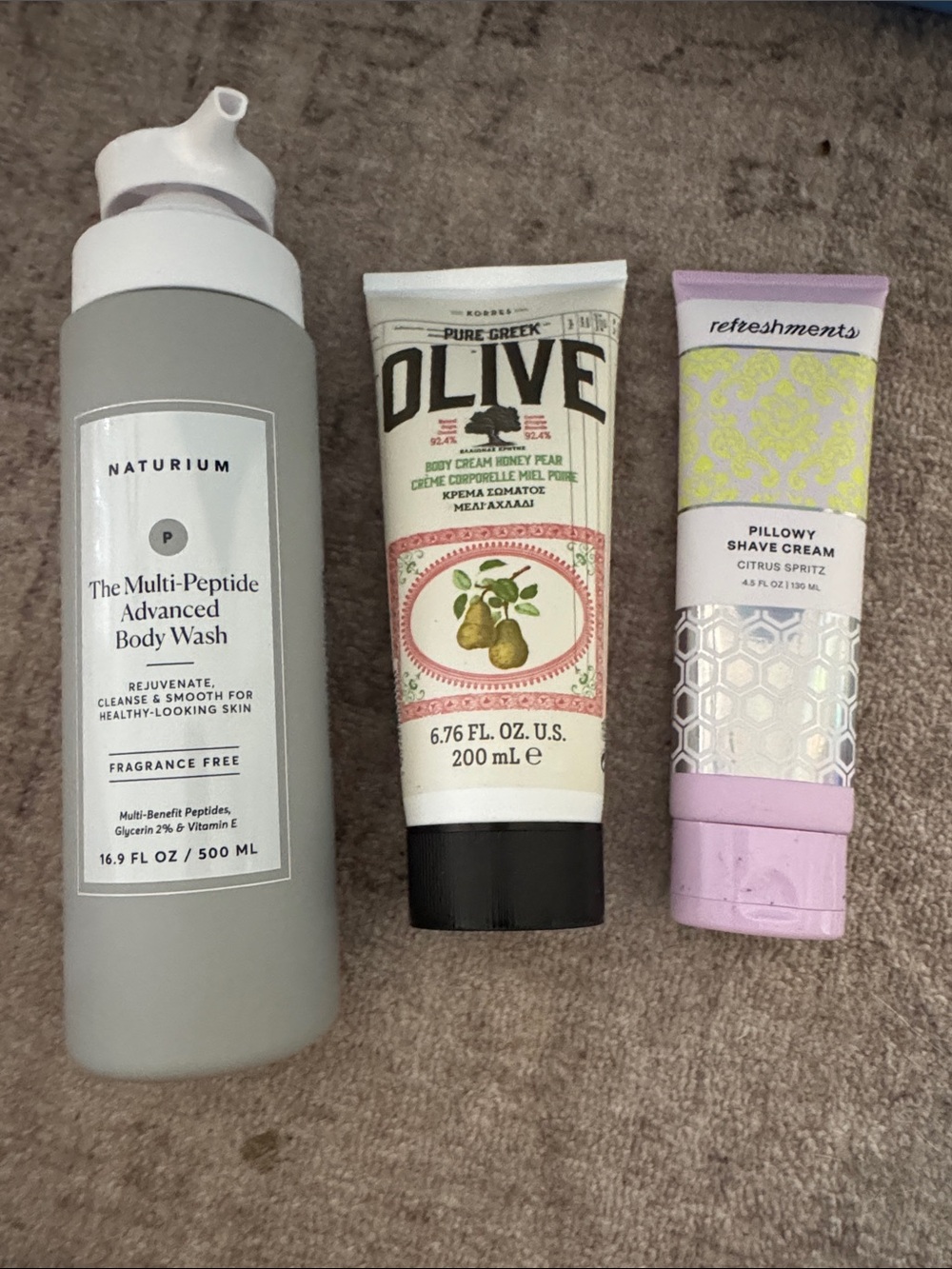 Multi-Peptide Advanced Body wash, Lotion and a shave cream